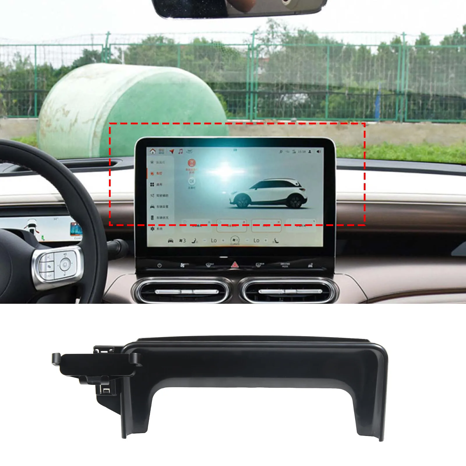 

Car Center Dashboard 12.8Inchi Navigation Screen Back Storage Box W Cell Phone Holder For Benz Smart 1 2022+ Mobile Bracket