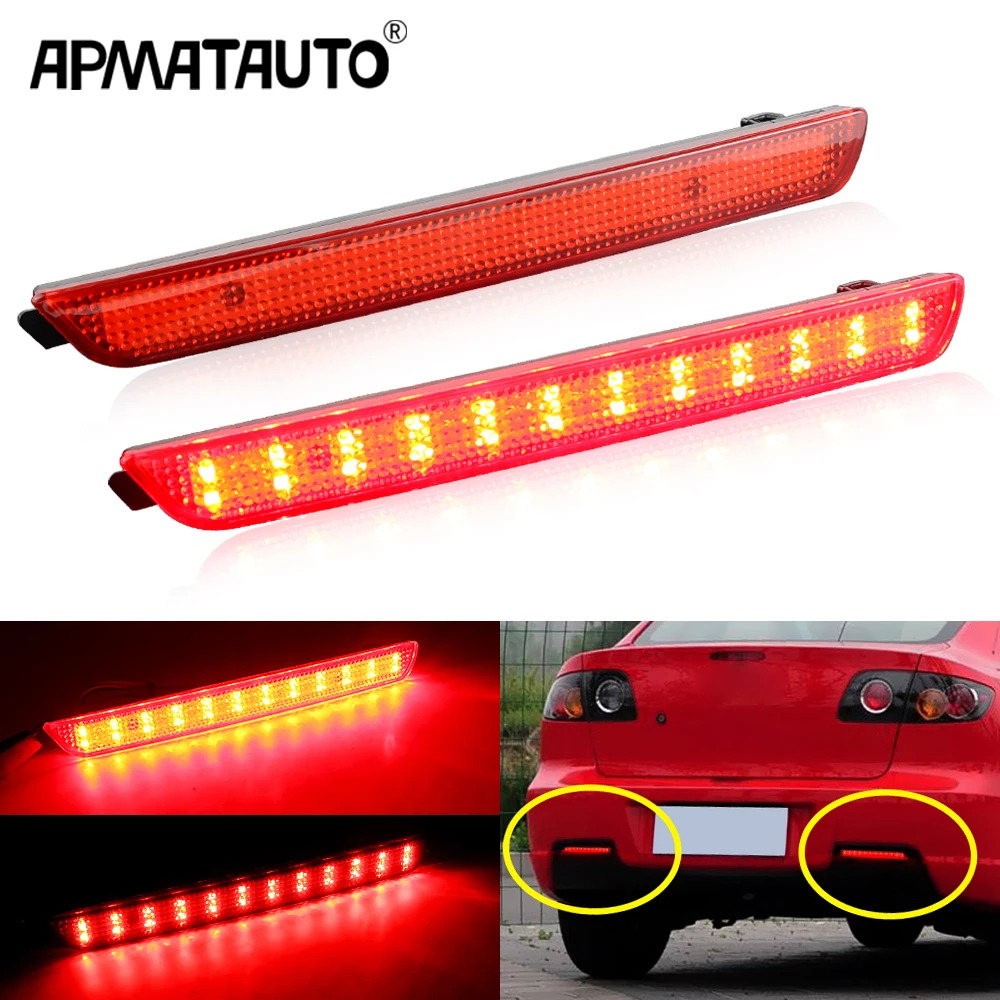 

2PC OEM:BN8R515L0B,MA1185100 For 04-09 Mazda 3 Mazdaspeed 3 Axela BK5P BKEP BK3P Smoke/RED Lens Red LED Rear Bumper Brake Lights