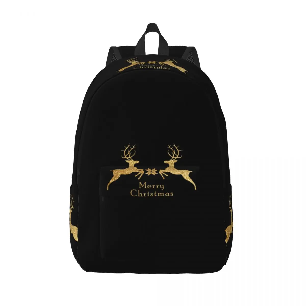 

Christmas Gold Deer Student Backpack School Bag Hiking Travel Daypack for Boys Girls Bookbag Shoulder Bags