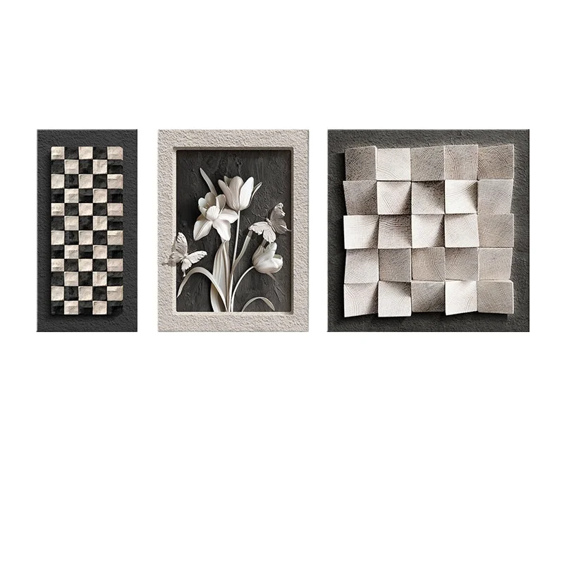 

Medieval style living room decorative painting geometric abstract sofa background wall hanging painting advanced sense retro