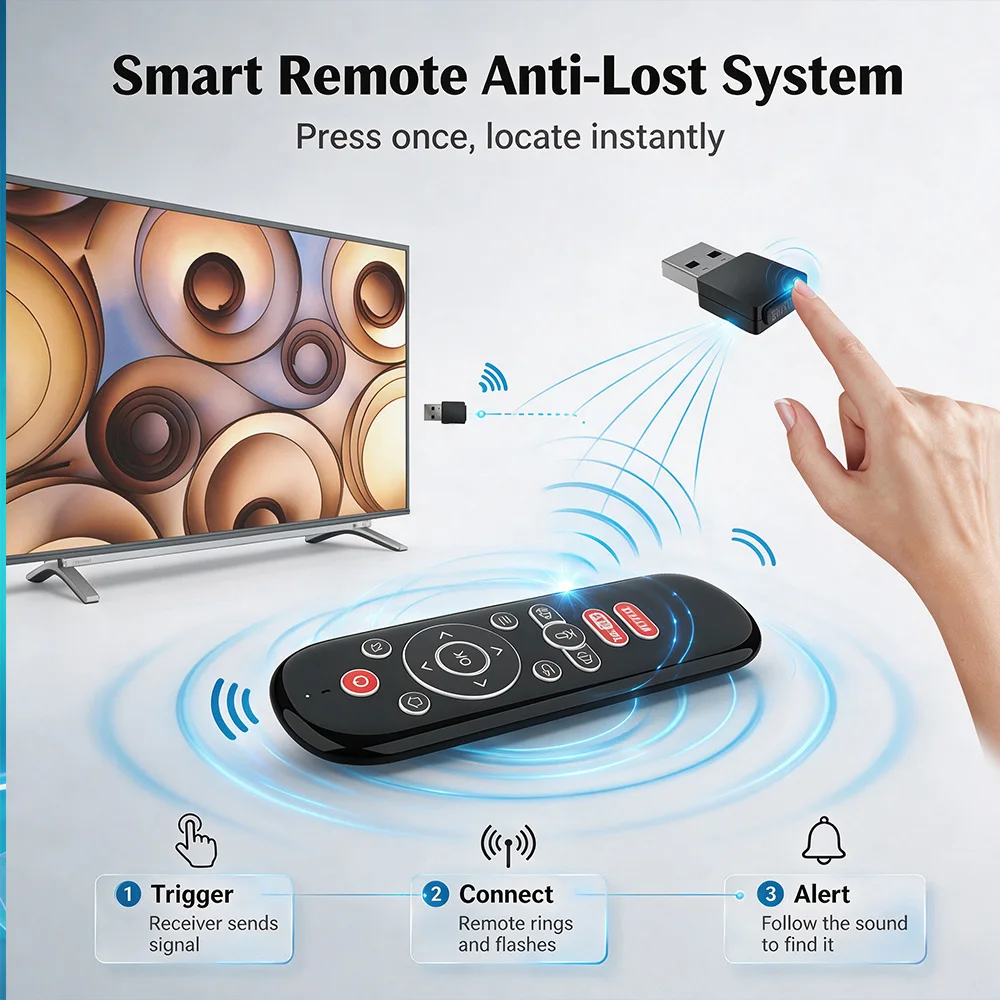 MRSVI 2.4G Wireless Air Mouse Remote – Backlit Mini Keyboard, Anti‑Loss, IR Learning &Gyro for Android TV Box / Smart TV / PC