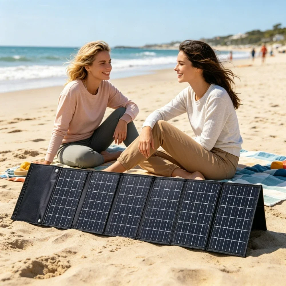 Water Resistant 50W 90W Foldable Solar Panel Charger Portable Solar Power Bank Dual USB DC Output For Outdoor Camping Hiking