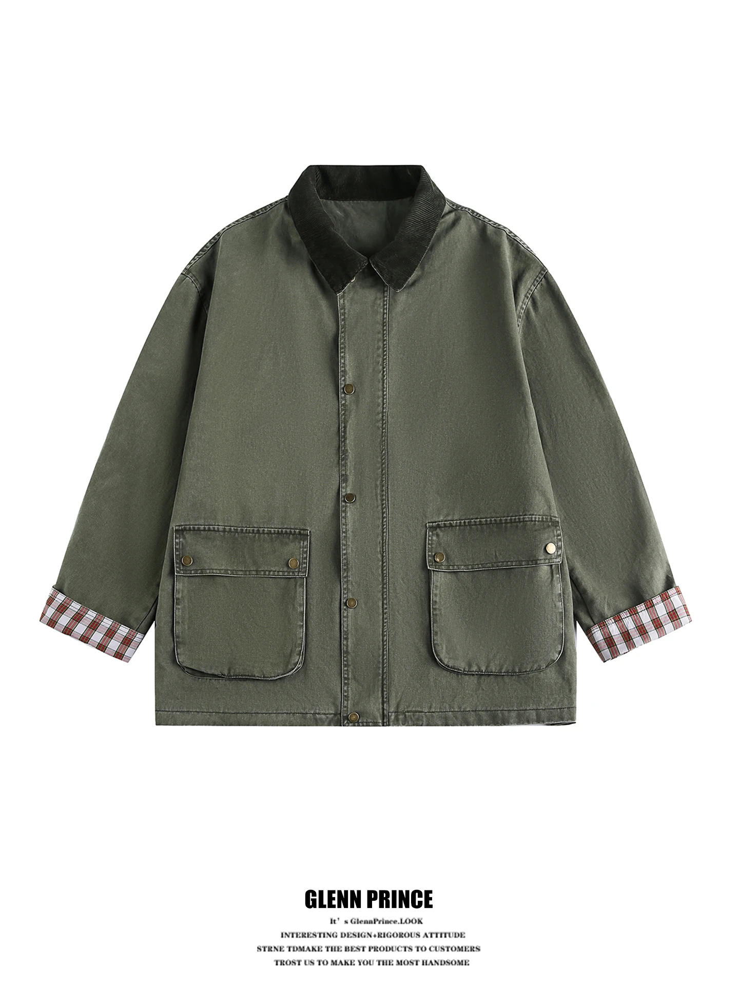 

Робочая одежда в клетку в стиле ретро, мужская свободная повседневная верхняя одежда Briti Sle GPstudio, дышащая хлопковая джинсовая одежда oulder Sve