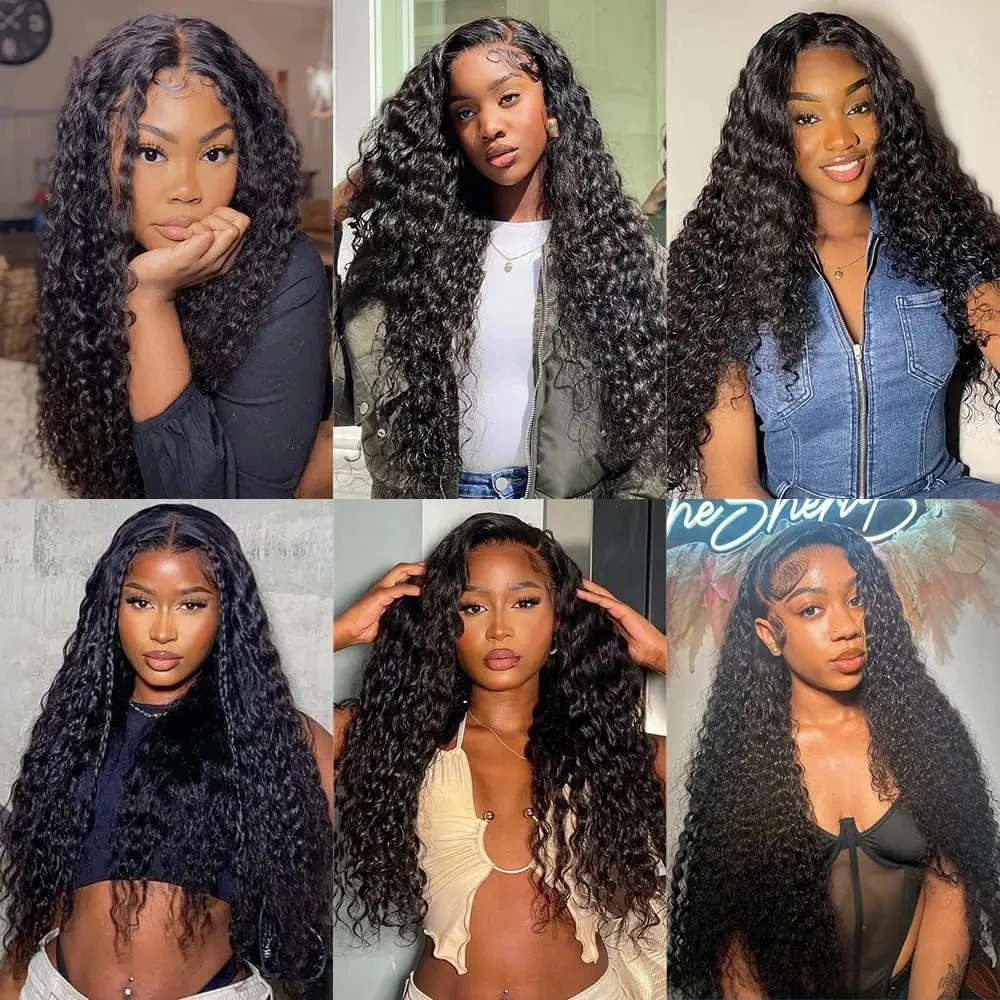 Bundles Deep Water Wave 100% Brésilien Remy, Extensions de Cheveux Humains Bouclés, Double Trame, Tissage Profond, 1/3/4 Bundles