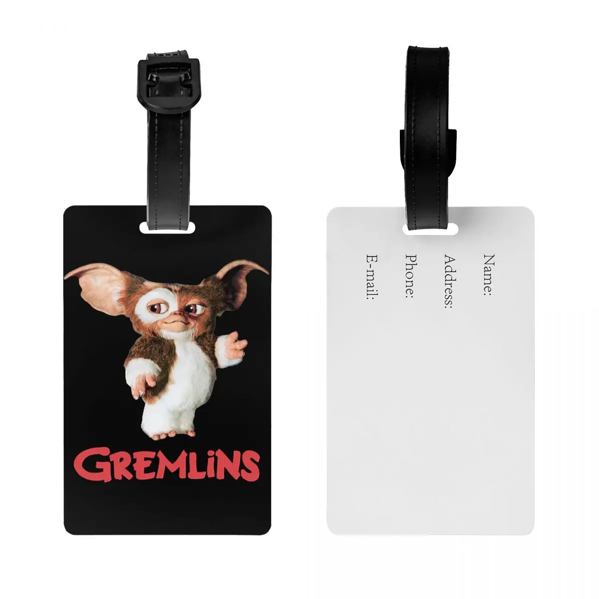 Gremlins Gizmo Etiquetas de Bagagem para Malas, Filme Anos 80, Mogwai Monster, Tampa de Privacidade, Nome, Cartão de Identificação