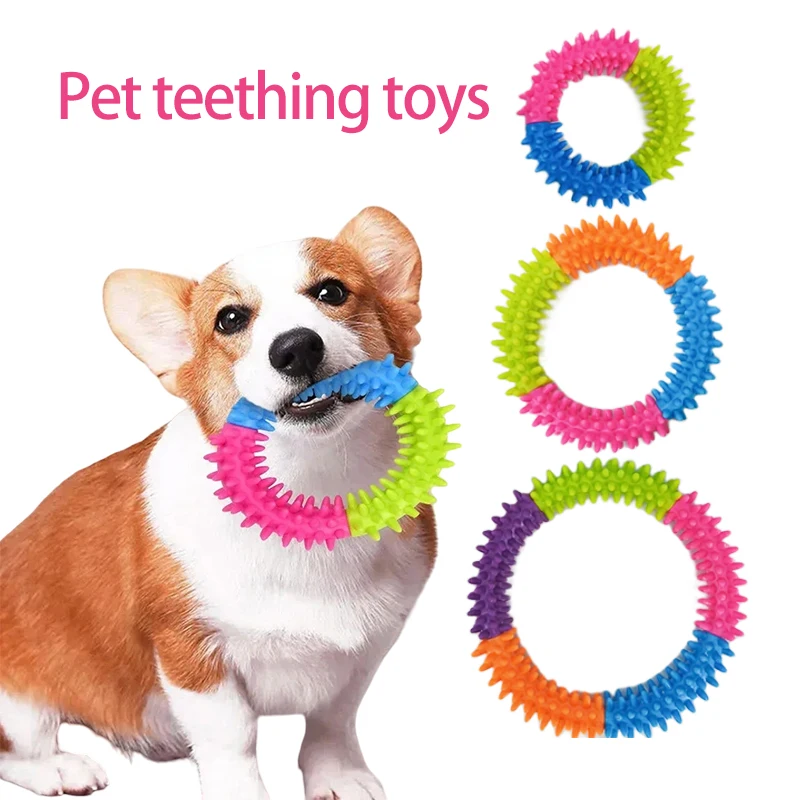 Niedliche Hundespielzeuge: Trainings-Frisbees, Haustier-Ring, Stacheliger Kreisring, Beiß- und Kau-Spielzeug zur Zahnreinigung, Haustierbedarf, Hundezubehör – Detail 1