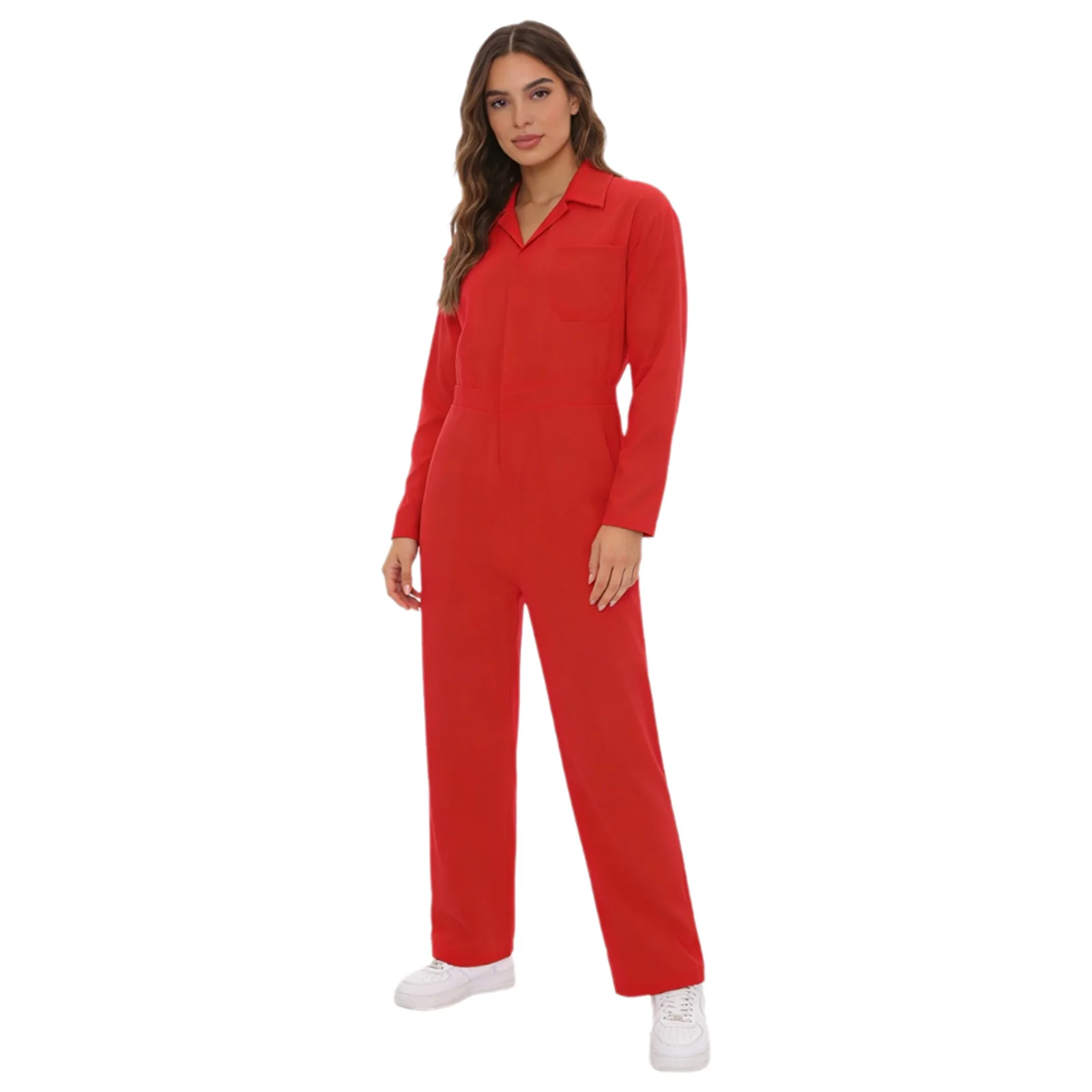 Womens Adult Full-body Workwear Coverall Mechanic Boiler Suit Flightsuit Long Sleeve Zipper Jumpsuit Workshop Cosplay Costume