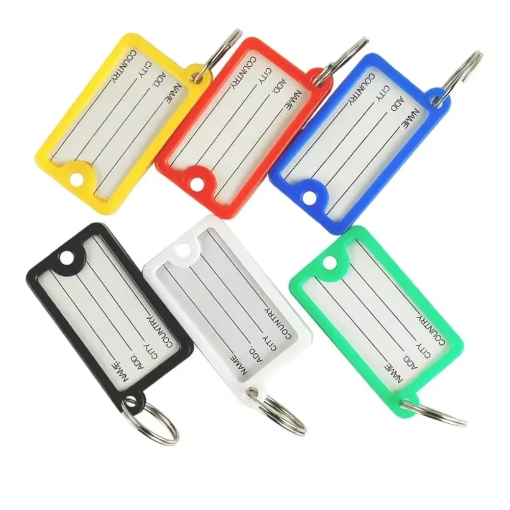 10Pcs Colorful Plastic Key Tags with Split Ring  DIY Name & Number Labels for Baggage  Durable Customizable Keyrings