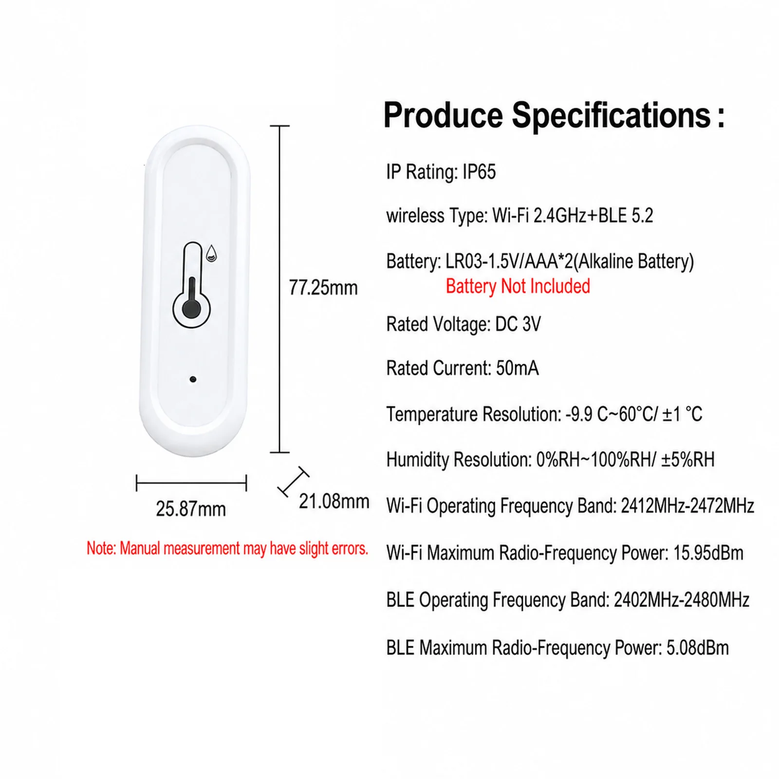 Tuya IP65 Wasserdichter WLAN-Temperatur- und Feuchtigkeitssensor für Innen- und Außenbereich, Heimthermometer, kompatibel mit Alexa und Google Home Voice. – Detail 7