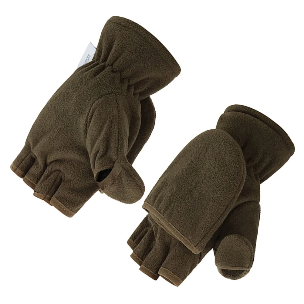 

Winter Warm Cover Mitts Polar Fleece Half-Finger Gloves Button Design Outdoor Indoor Keep Warm Half-Finger Gloves