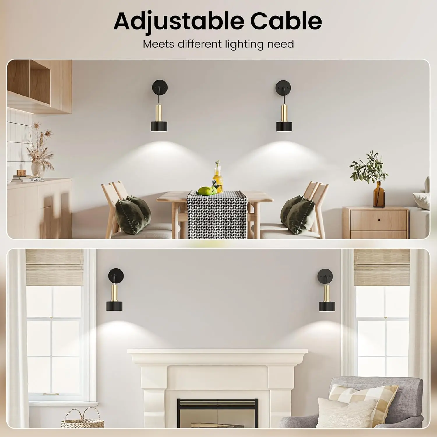 Aplique de pared con pilas, juego de 2, aplique de pared RGB regulable con control remoto, lámpara de pared con pilas para interiores