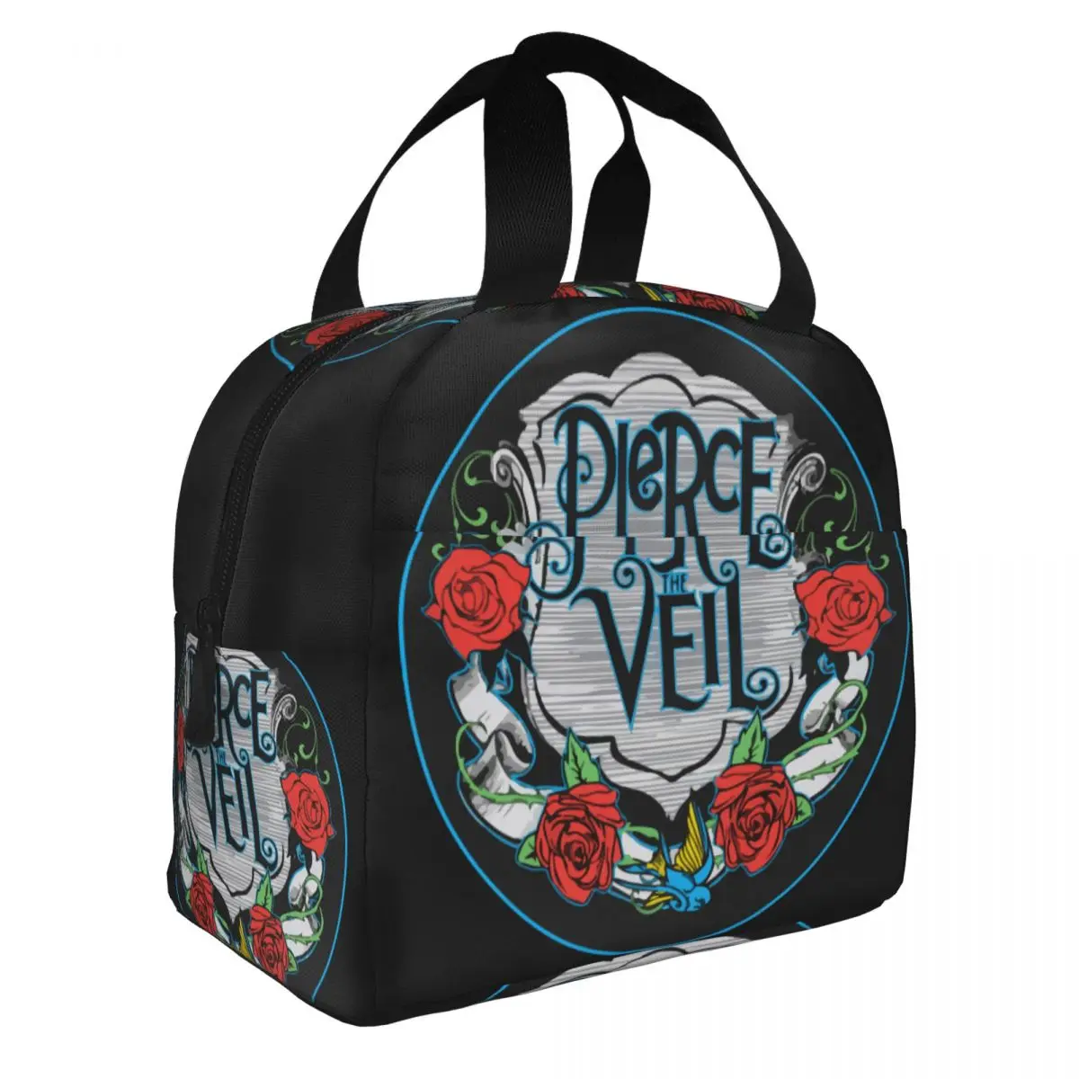 Custom Rock Music Band Pierce Veil Insulated Lunch Bag for Outdoor Picnic Waterproof Cooler Thermal Bento Box Women Kids