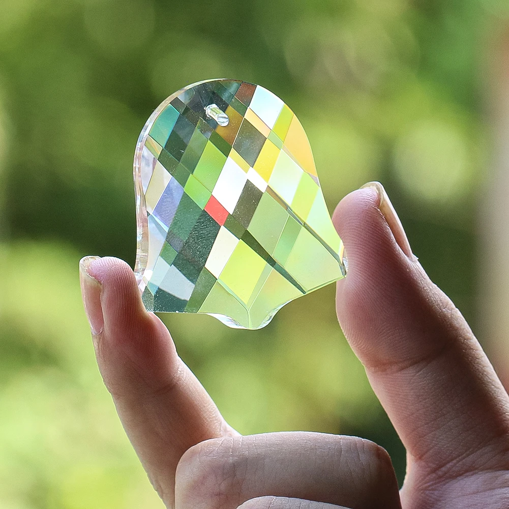 45mm Multi-faceted Grid Transparent Bell Shape Crystal Pendant Glass Art Sunlight Collector Garden Courtyard Hanging Ornament