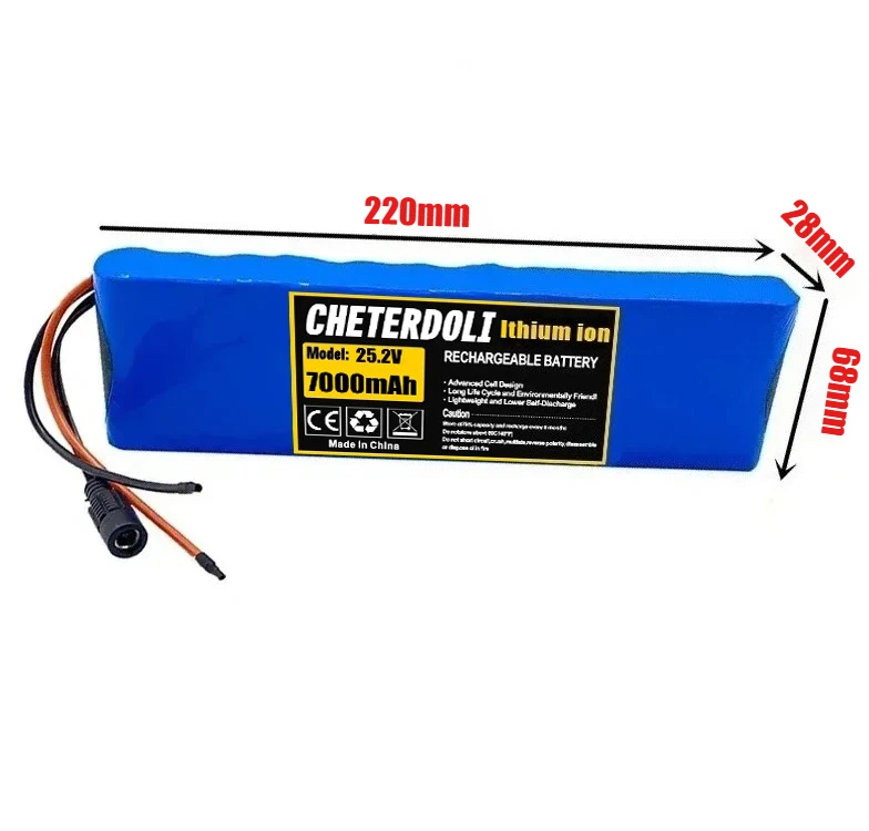 24V 7000mAh 18650 6S2P Li-ion Rechargeable Battery Pack 25.2V Suitable for Battery Replacement of 25.2V Electric Scooters