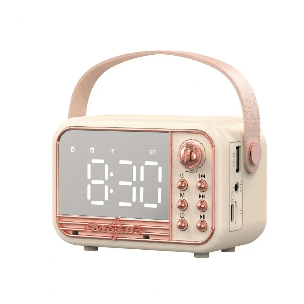 Alarm Clock Bluetooth Speaker 3D Sound Balance Diffusion Vintage Call Retro Handheld Type Alarm Clock Speaker
