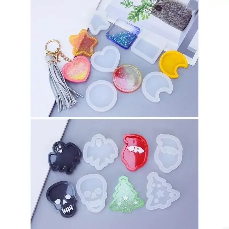 9pcs Animals Mold Handmade Pendant Silicone Mold Resin Casting Mold for DIY Keychain Jewelry Non-stick
