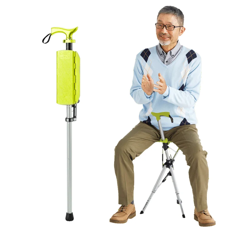 

Aluminum Walking Stool, Rubber Handle, 85-88cm Adjustable Folding Cane Seat, for Elderly Mountaineering Crutch, 0.92kg Stick