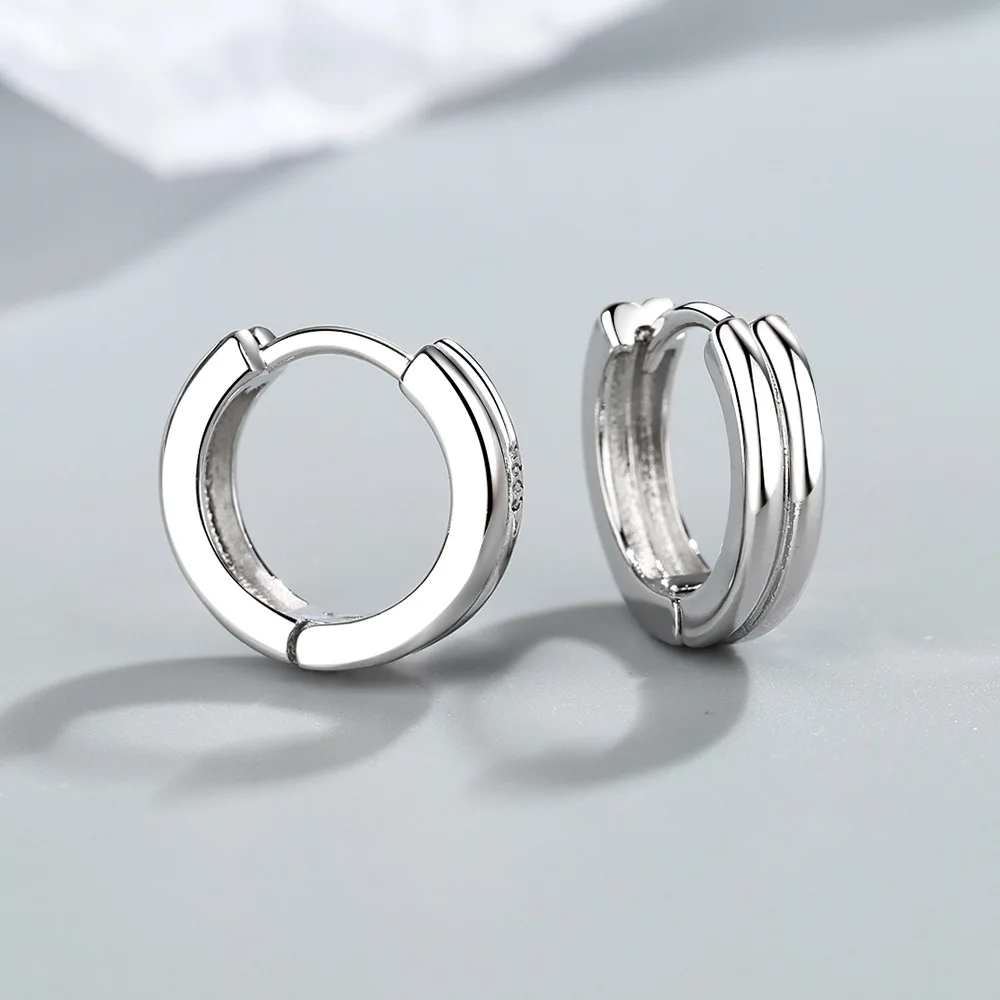 Geometric Hoop Earring Lady Daily Wear Stamp 925 Sterling Silver Earrings Birthday Gift New Trendy Jewelry For Women Minimalism