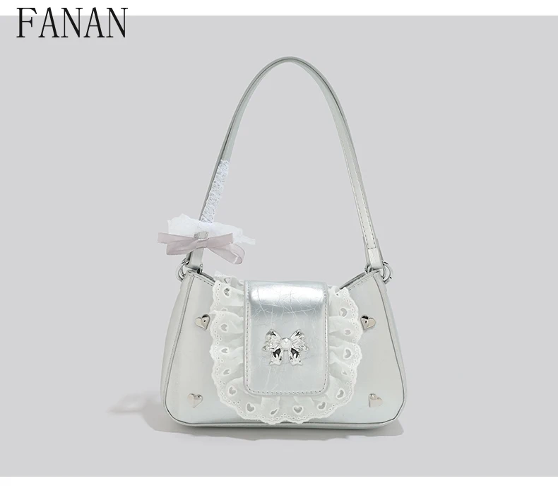 

2025 New Summer Silver Niche High-end Handbag Women's 2025 New Shoulder Bags Sweet Cute Elegant Hand Bag Femme