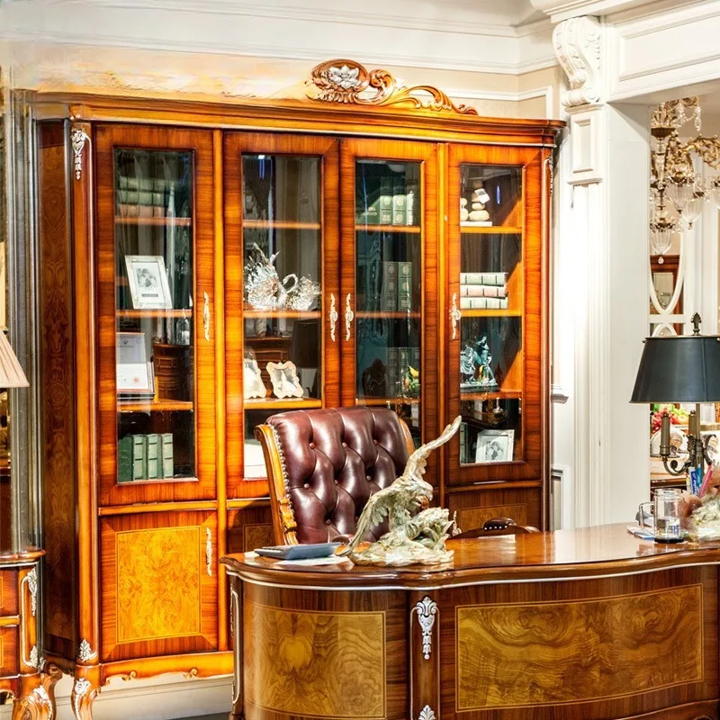 American birch  European desk Villa study furniture Antique class desk Computer  Cabinet combination furniture
