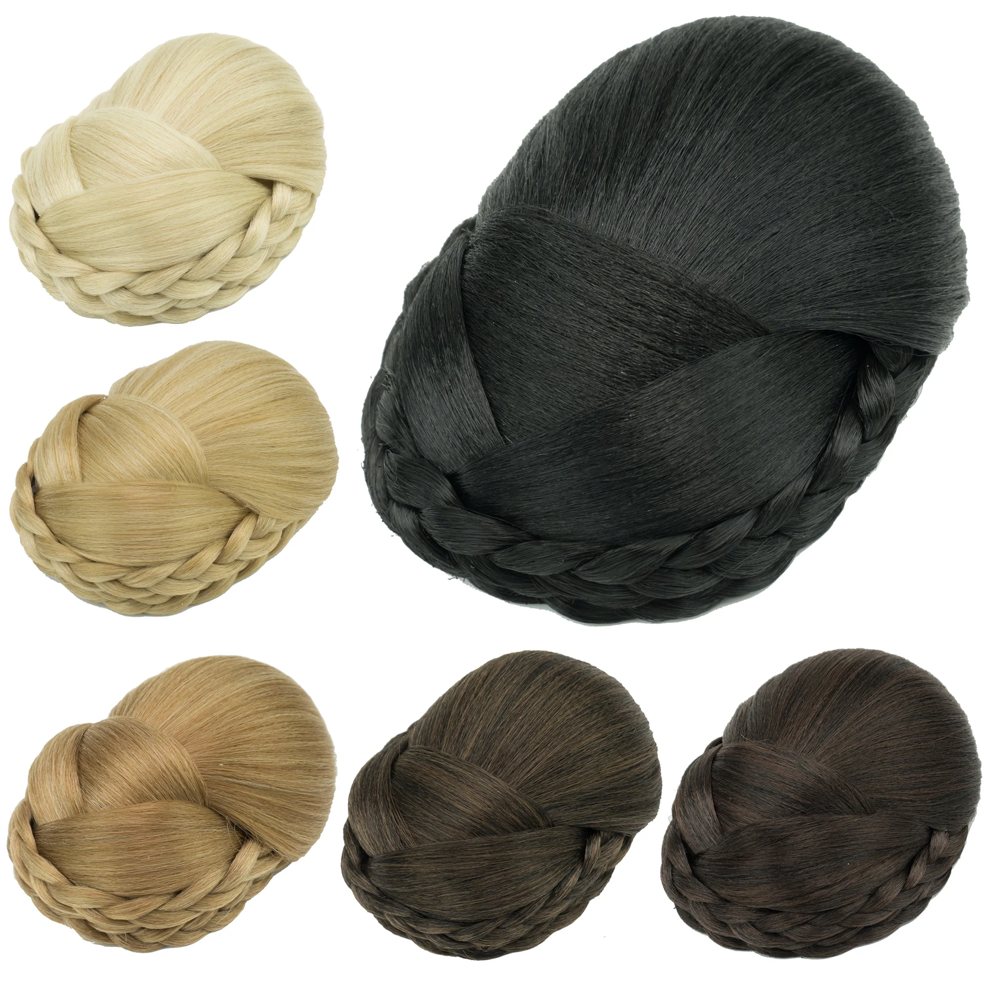 قطع شعر صناعية مضفرة على شكل كعكة شعر على شكل كعكة شعر، كعكة شعر Scrunchies للنساء