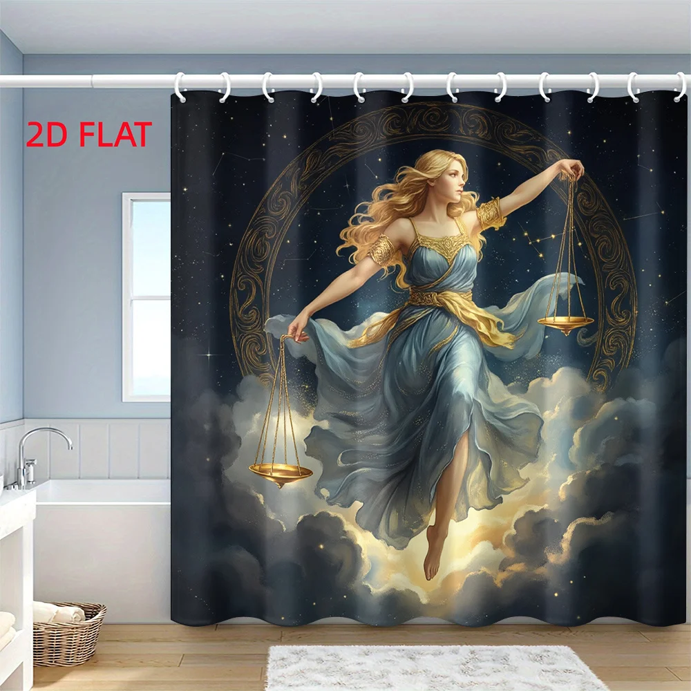 Elegant Cosmic Goddess Shower Curtain Bathroom Decor Fantasy Celestial Art Stars Constellation Luxury Home Tapestry Print - view 2