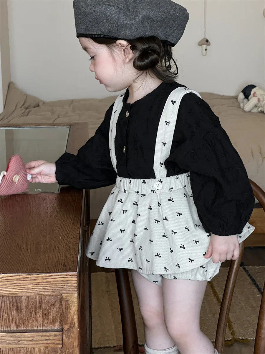 

2024 Autumn New Baby Girl Long Sleeve Shirts Solid Infant Toddler Cute Single Breasted Shirts Girls Cotton Loose Tops Clothes