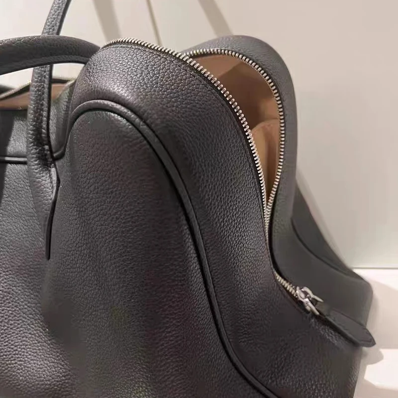 Genuine Leather Tote Bags For Women Luxury Designer Handbags And Purses 2025 New In Cowhide Lychee Texture Elena Grain Shoulder