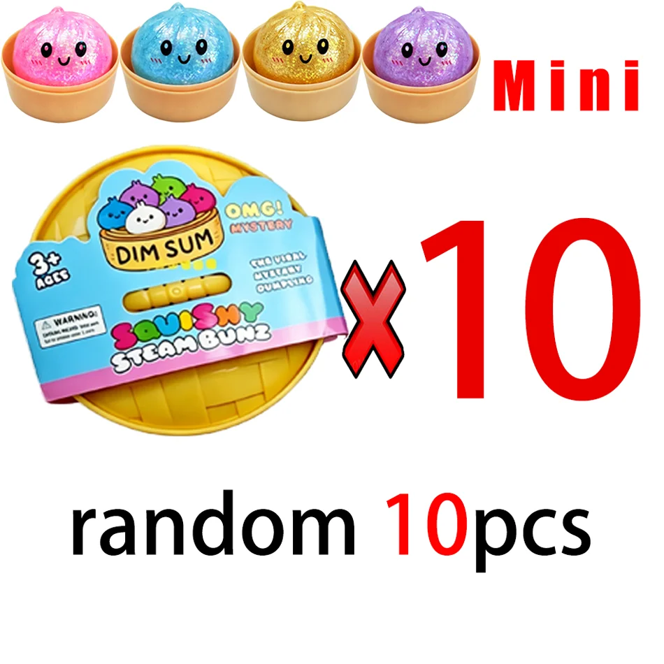 Glitzer-Dumpling-Squishy mit Box – Sensorischer Dampfkugel-Druckentlastungs-Fidget-Spielzeug aus weichem TPR-Teig für Stressabbau – Geschenk