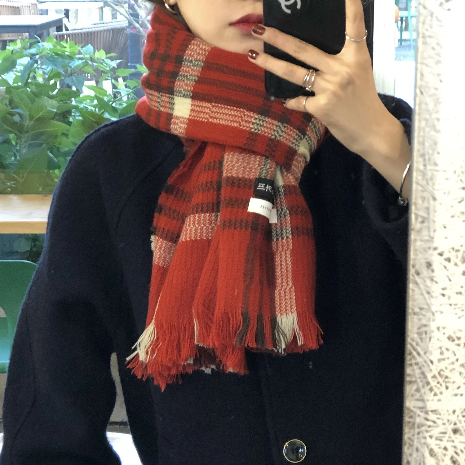 

New Double Sided Plaid Scarf Women's Winter Korean Warm Keeping in Autumn and Winter Pashmina Foulard