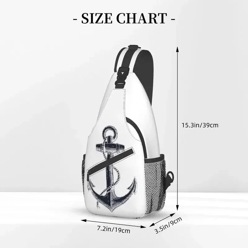 Nautical Anchor Sling Brusttasche, maßgeschneiderter Sailor Adventure Umhängetasche für Herren, Radfahren, Camping, Tagesrucksack