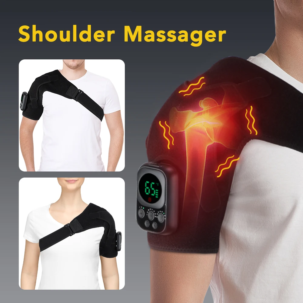 Electric Shoulder Brace 3 Gear Heated Vibration Massage Shoulder Support Massage Belt Arthritis Joint Injury Blood Circulation