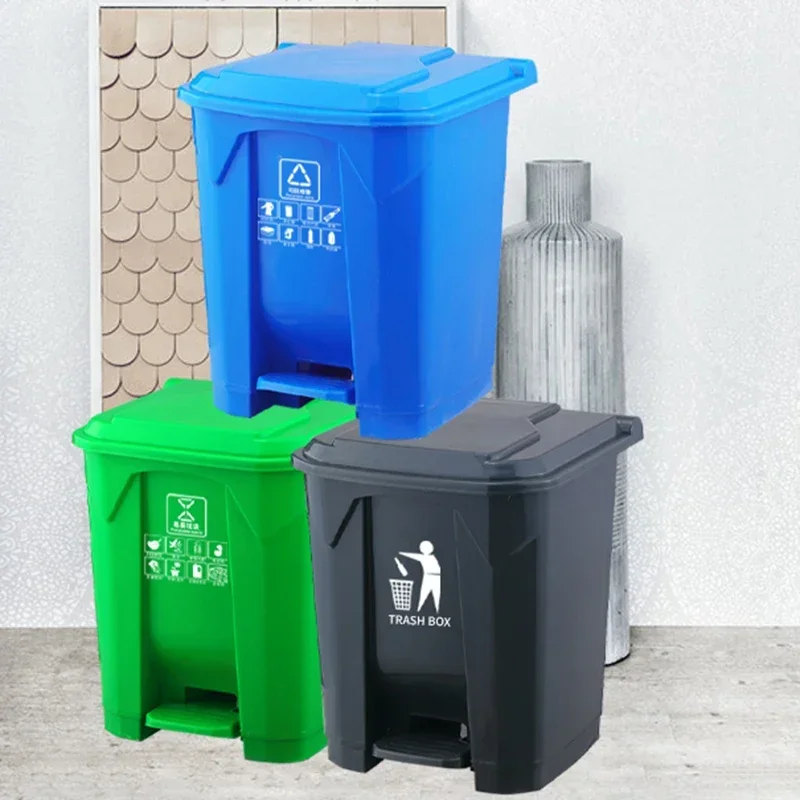 Big kitchen garbage bin large outdoor Vintage Sorting trash bin recycling plastic 50L Household Cleaning Gift