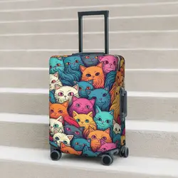 Bunch Cats Suitcase Cover Holiday Colorful Animal Elastic Luggage Case Cruise Trip Protector