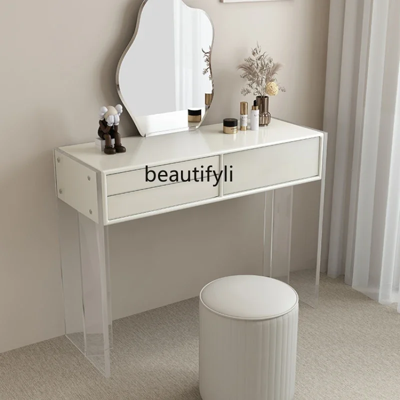 R CXH Acrylic Transparent Dresser Cream Style Bedroom Small Apartment Suspension Makeup Table