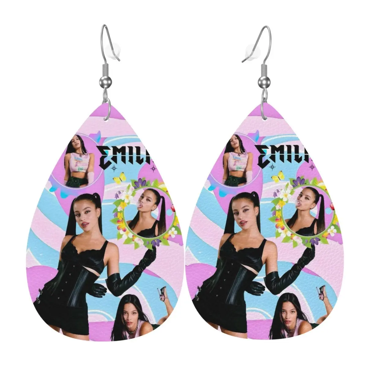 

Пользовательские E-Emilia Mernes висячие серьги кожаные серьги для женщин модные Mp3 певица плакат на День святого Валентина