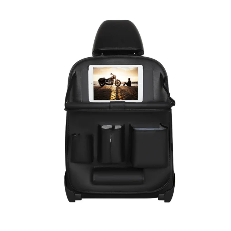 ISURE MARINE Car Back Storage Bag Leather Multi functional Storage Box Car Seat Back Hanging Bag Tray