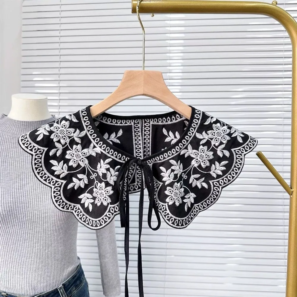 Kerah Palsu Berongga Manis Selendang Rajutan Leher Bulat Rajutan Aksesori Syal Dekorasi Pakaian Kerah Dapat Dilepas