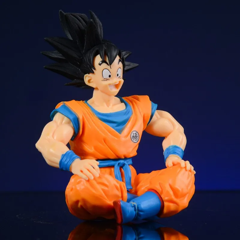13cm Bandai Dragon Ball Z Anime Figure Sitting Position Son Goku Super Saiyan Action Figure Collection Model Doll Child Toy Gift image 4