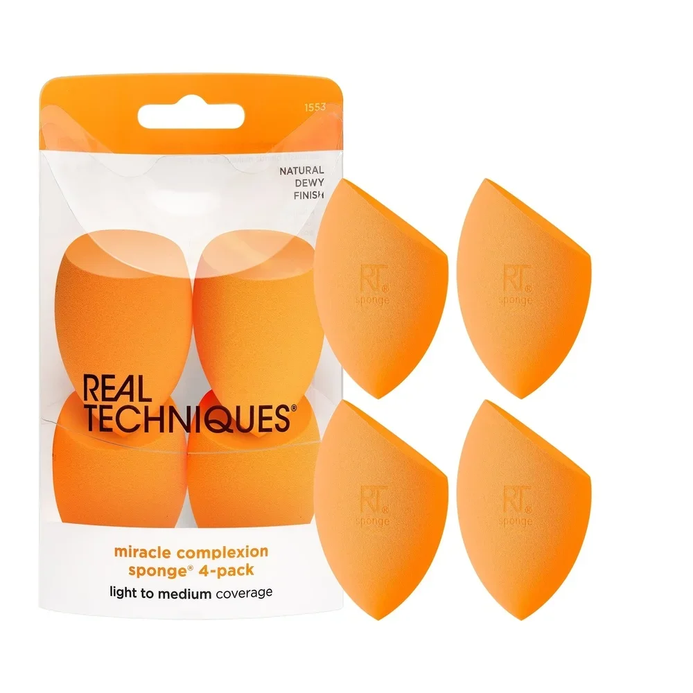 Miracle Complexion Sponges Liquid and Cream Foundation 4 Count Flawless Blending Dewy Finish Cruelty-Free Vegan Reusable Makeup