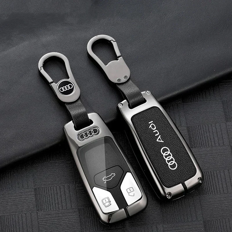 Zinc Alloy Car Remote Key Case Cover Protector Shell Keychain For Audi Sline A4 B9 A5 A6 8S 8W Q5 Q7 4M S4 S5 S7 TT TTS TFSI RS