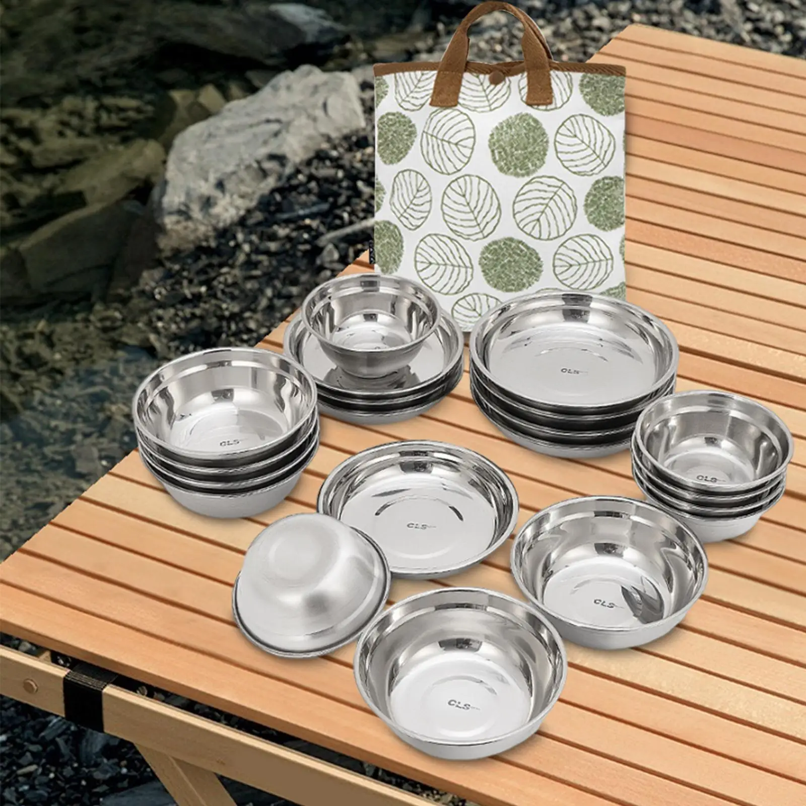 

20x Plates Bowls Set Easy to Clean Camping Dishes Set Portable Camping Tableware Dinnerwares for RV Outdoor Hiking Home Camping