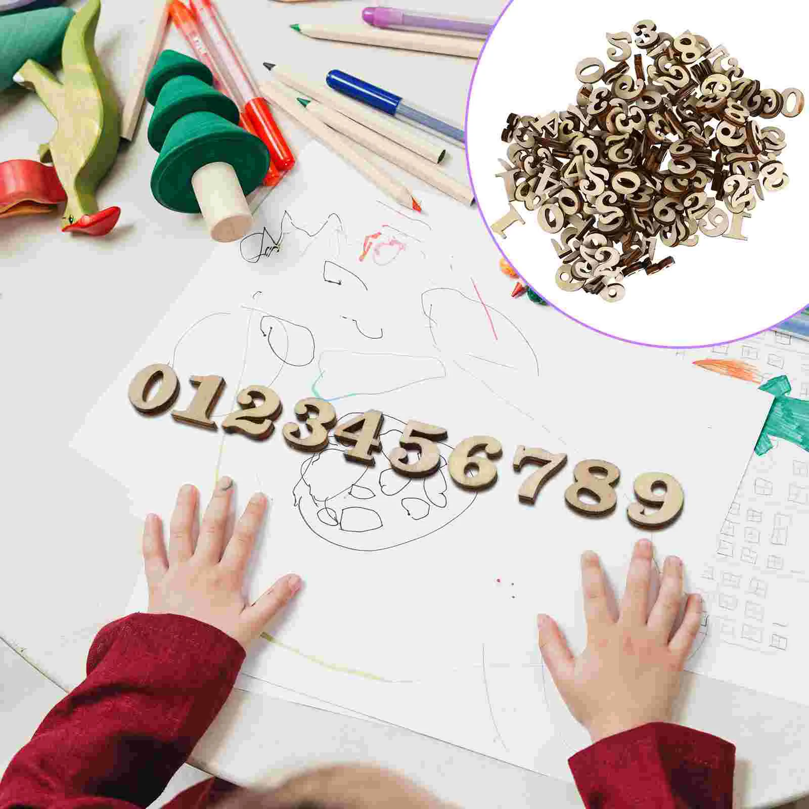 

200 Pcs Craft Stickers Beads Toy Ornaments for Kids Wooden Embellishments Christmas Slice Material Child