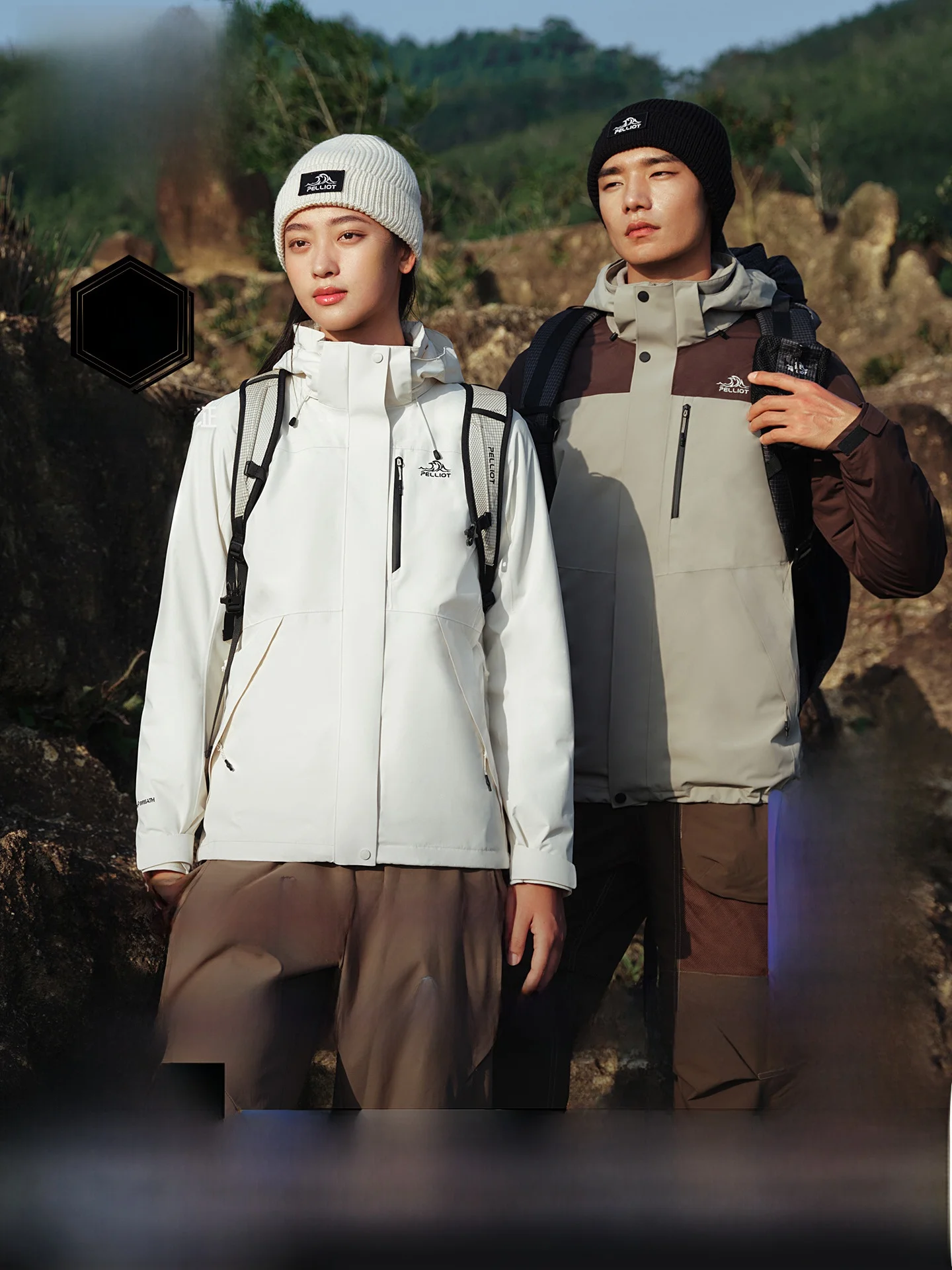 Pelliot Classic 30 Outdoor Fce اصطف يندبروف مقاوم للماء المشي لمسافات طويلة Jaet قطعتين مجموعة ملابس رجالية دافئة قابلة للتنفس في الهواء الطلق #1