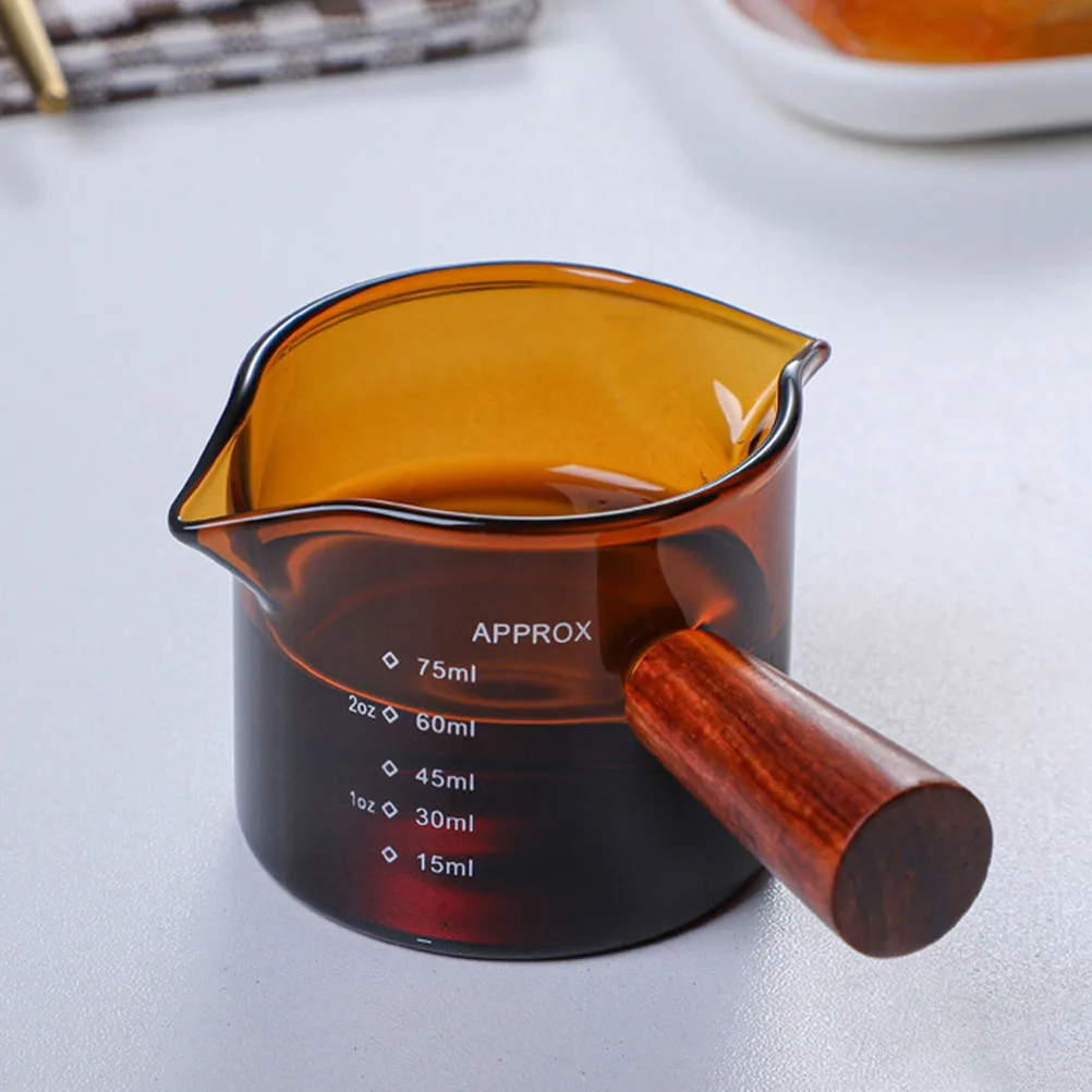 

Double Mouth Milk Cup Glass Wood Dispenser Teapot Measuring Cups Frothing Multi Purpose Kitchen Bar Safe Easy Clean Storage