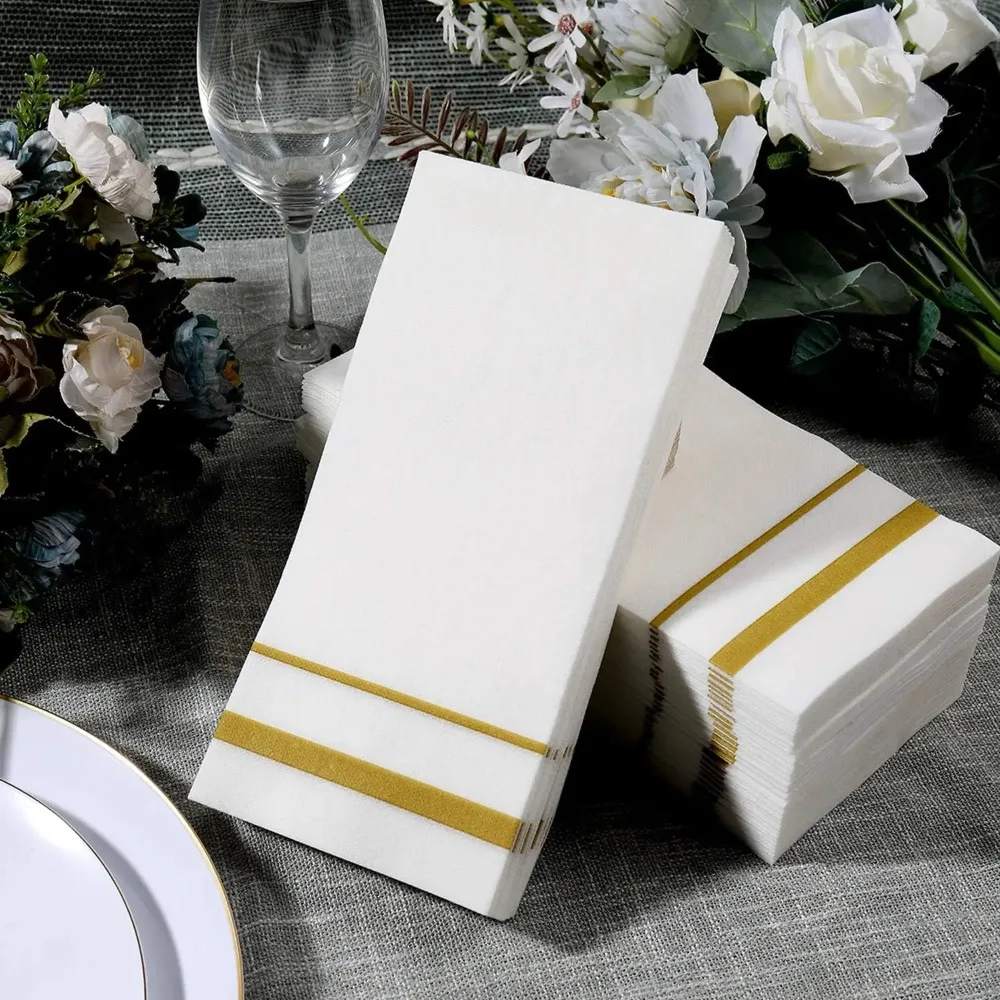 50 Piece Dust-free Paper Disposable Table Napkin Biodegradable Striped Print Disposable Serviette Soft Table Towel Birthday