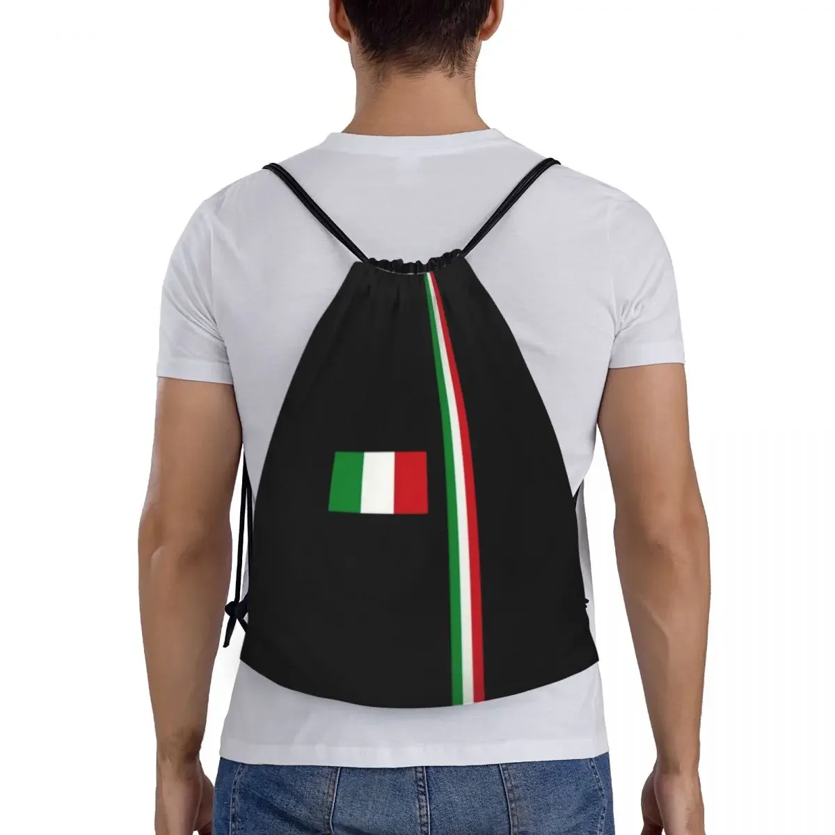 Mochila personalizada con cordón y bandera de Italia para hombre y mujer, bolsa deportiva para gimnasio, saco de compras del orgullo italiano