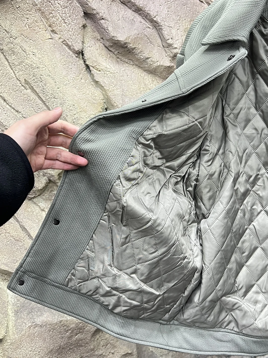   Heren pure kleur ruitpatroon gewatteerd katoen Jaet trendy flip kraag warmte stand fit lange Sve casual jas