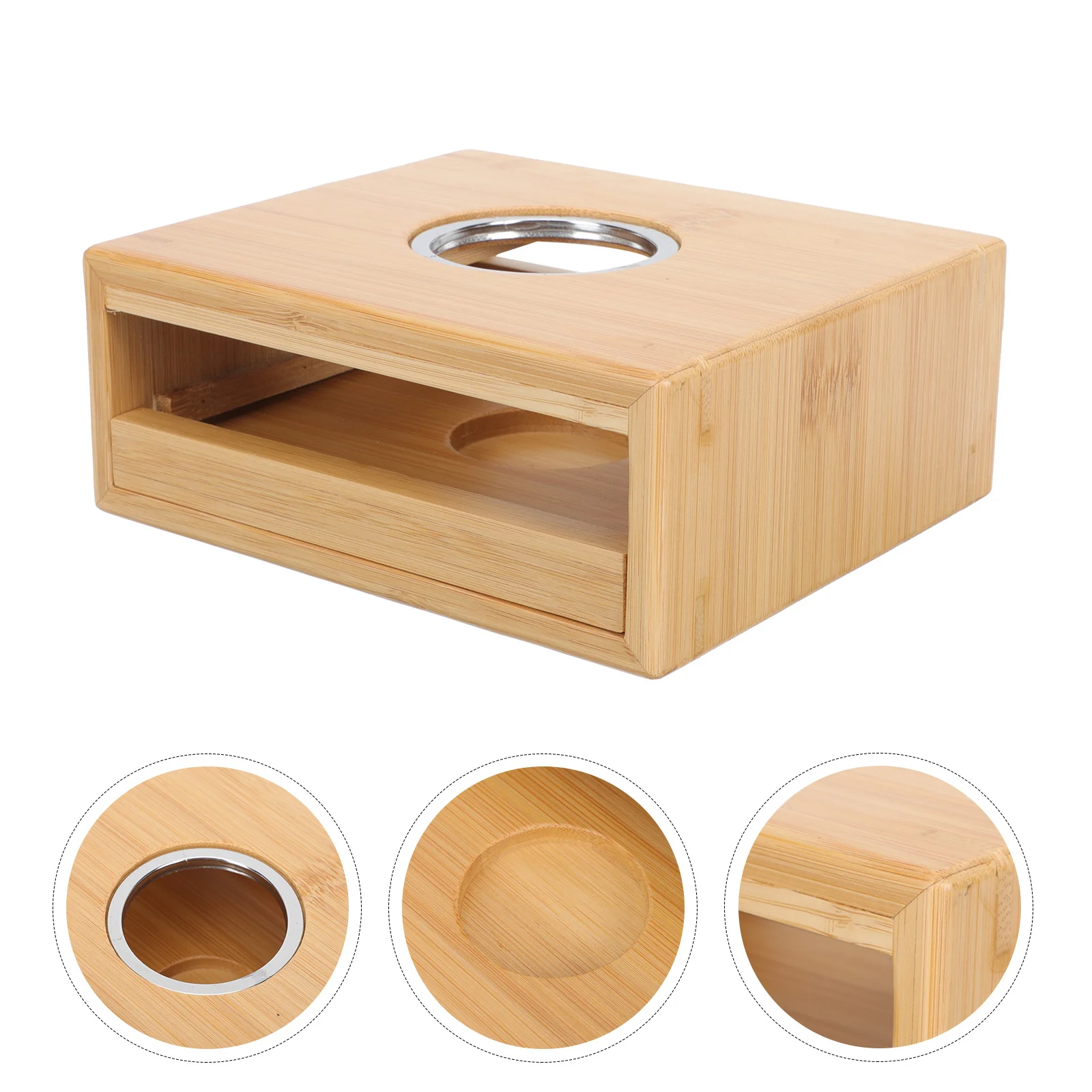 

Bamboo Teapot Warmer Drawer Type Tea Heating Support Holder Stable Display Anti-Scald Teapot Warmer Tea Heater