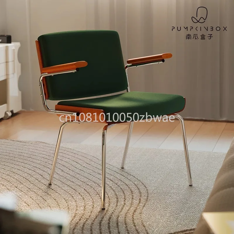 Silla de Madera Maciza de Estilo Vintage, Silla de Salón Berlin, Silla de Escritorio, Silla de Maquillaje para Dormitorio, Silla de Computadora con Reposabrazos